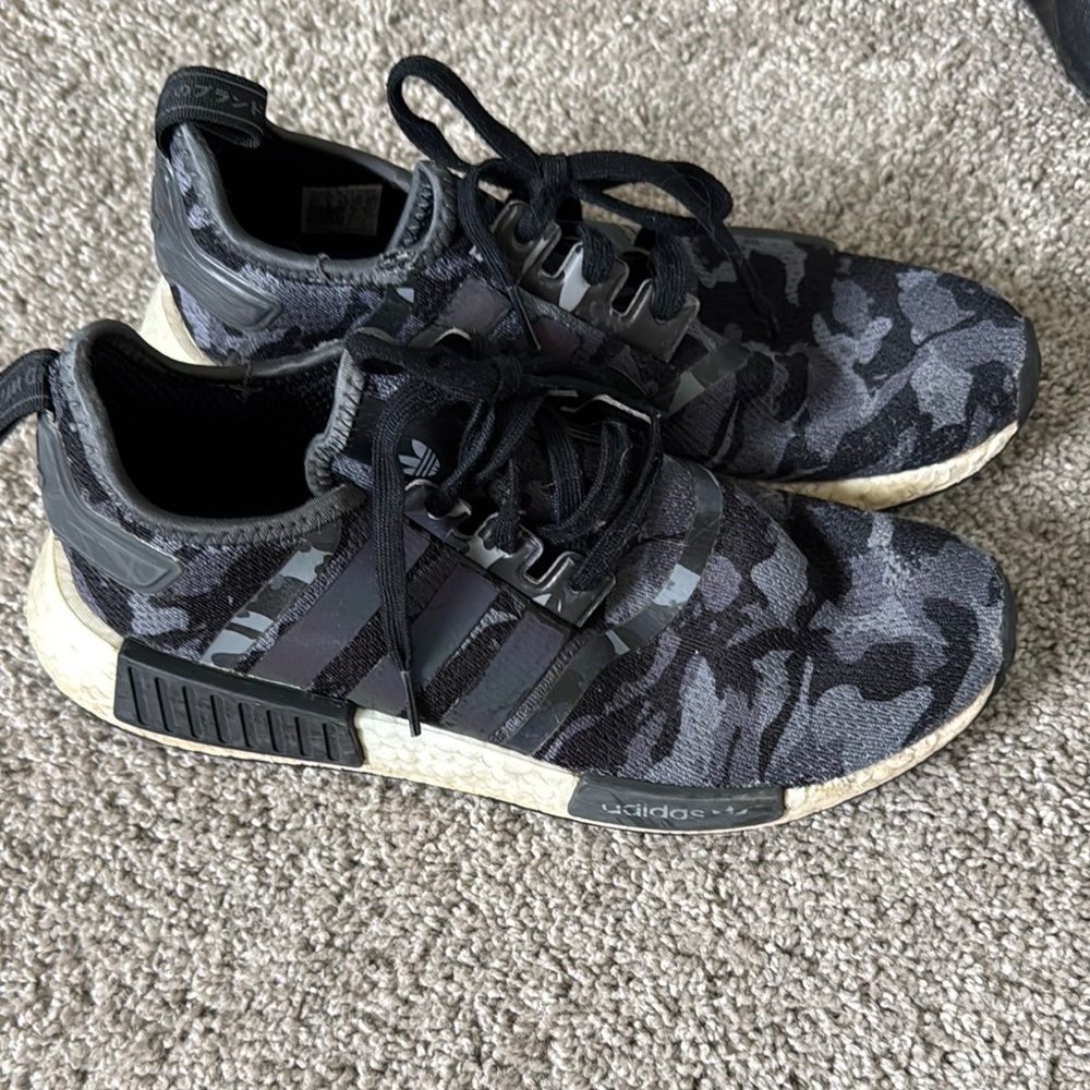 Adidas Black and Gray Camouflage Sneakers